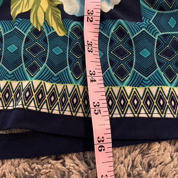 Nina Leonard - Colorful V-neck Faux Wrap Dress - Short Sleeves - Picture 11 of 13